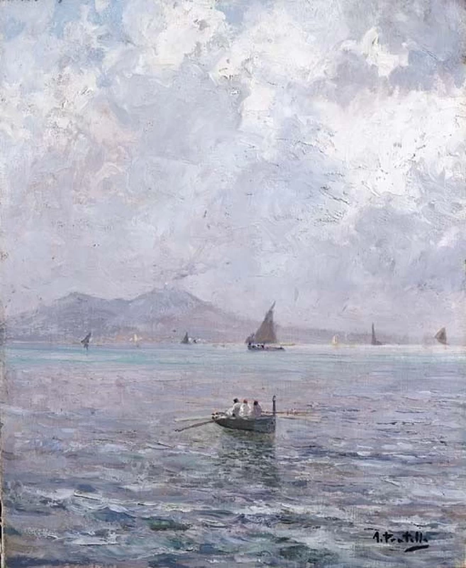220-Napoli dal mare con barche e pescatori